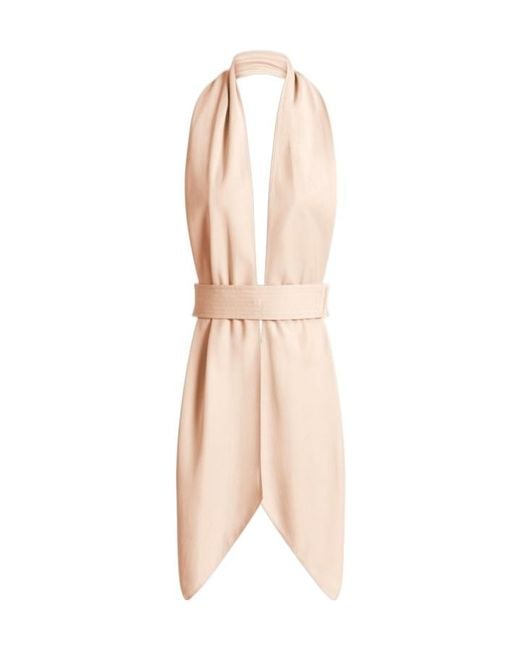 Alberta Ferretti Natural Draped Scarf-Effect Top
