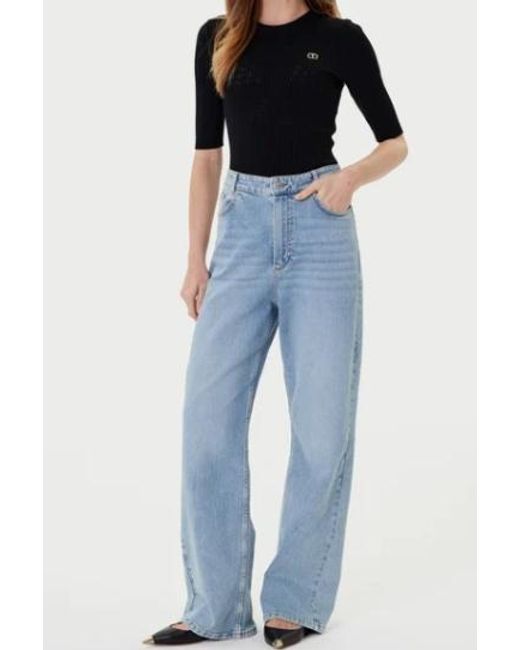 Twinset Black Ribbed Embellished Top