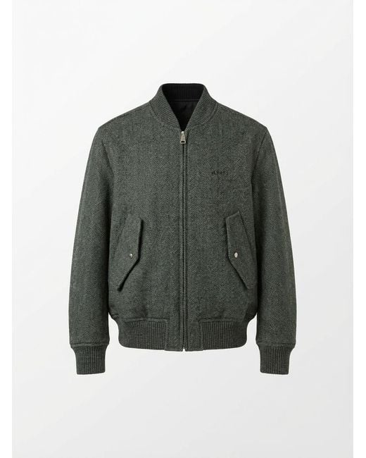 Gucci Gray Herringbone Mouliné Bomber Jacket for men