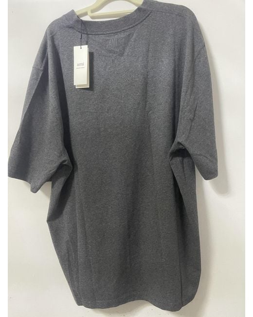AMI Gray Logo-Patch Oversized T-Shirt for men