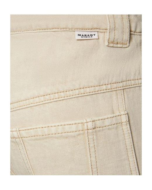 Isabel Marant Natural Vayoneo Cotton Denim Cargo Jeans