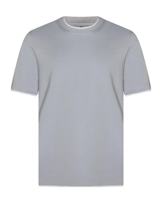 Brunello Cucinelli Gray Layered-Effect Crewneck T-Shirt for men