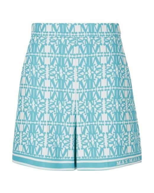 Max Mara Blue Graphic-Print Jacquard Shorts
