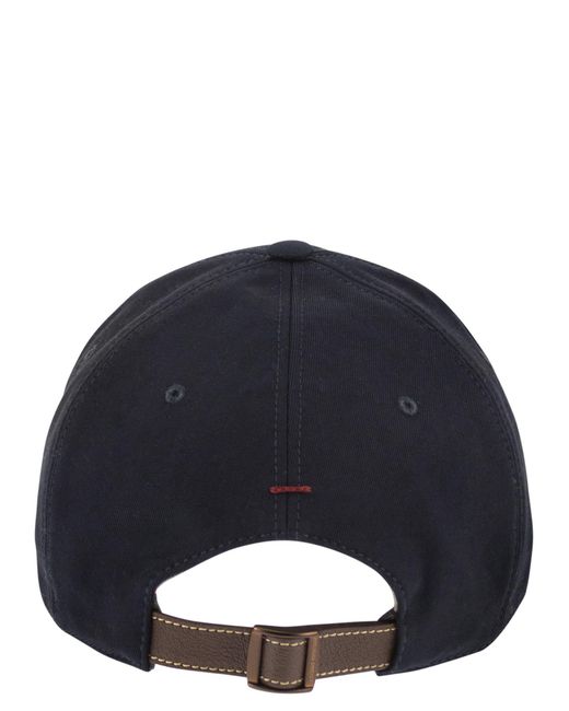Brunello Cucinelli Blue Logo-Embroidered Garment-Dyed Baseball Cap for men