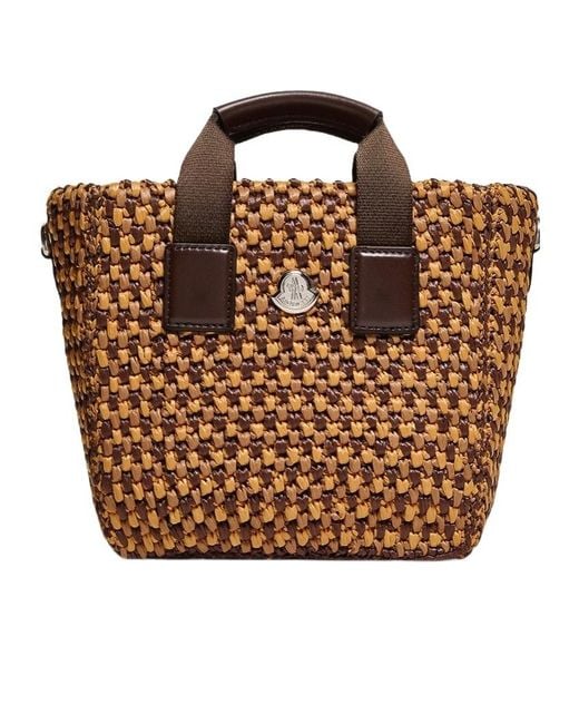 Moncler Brown Micro Caradoc Raffia Tote Bag