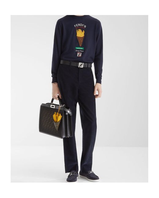 Fendi Blue Wool Licious Pullover for men