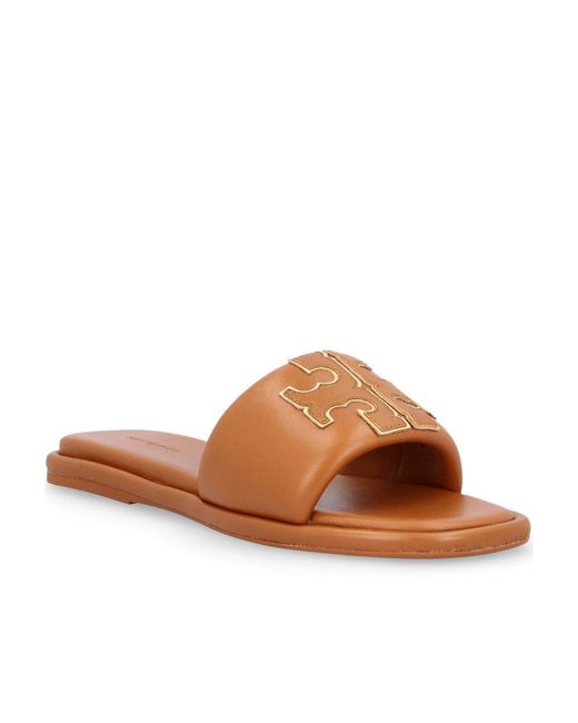 Tory Burch Natural Double T Sport Slides