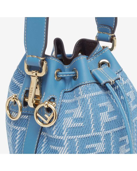 Fendi Blue Mon Tresor Ff Jacquard Mini Bucket Bag