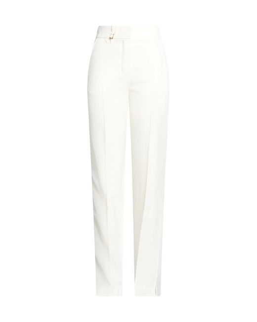 Jacquemus White Solid Straight-Leg Pants