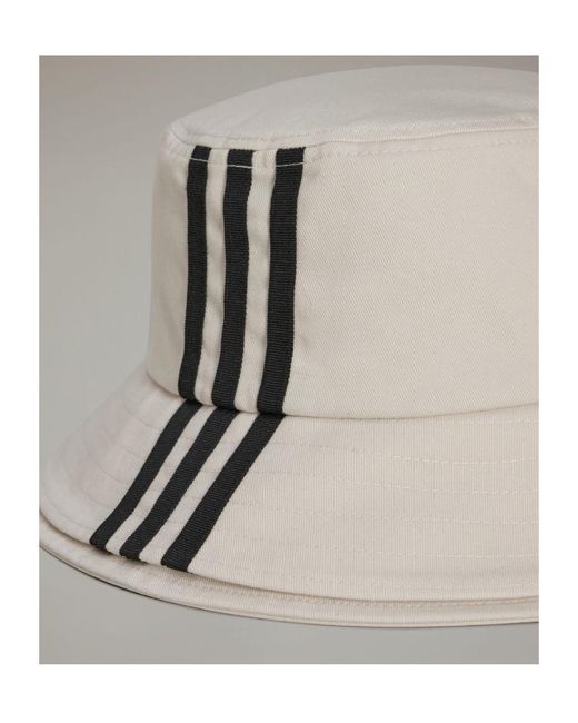 Y-3 White 3-Striped Bucket Hat for men