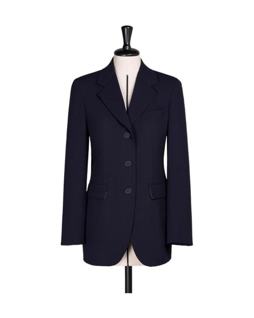 Max Mara Blue Long-Sleeved Wool Suit Coat