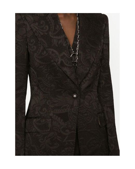 Dolce & Gabbana Black Turlington Ornamental Jacquard Single-Breasted Blazer
