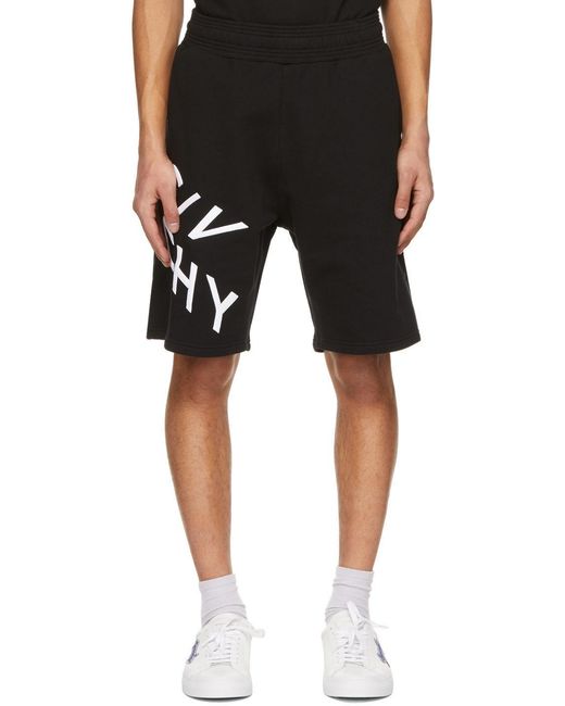 Givenchy Black Refracted Logo Cotton Shorts for men