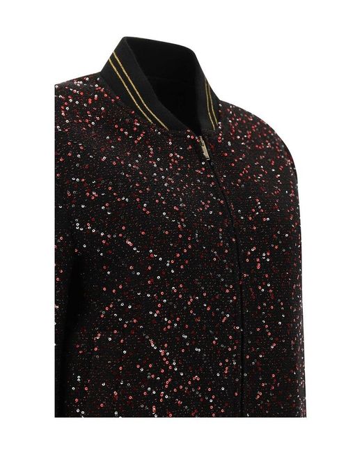 Saint Laurent Black Sequinned Bomber Jacket