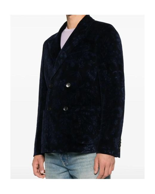 Etro Black Double-Breasted Tailored Blazer for men