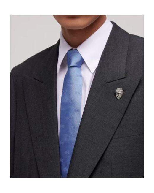Gucci Blue Horsebit Silk Jacquard Tie for men