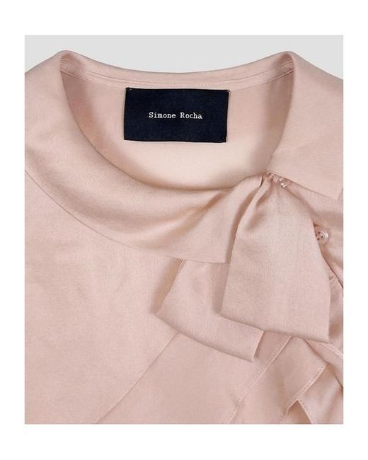 Simone Rocha Pink Short-Sleeved Ruffled Blouse