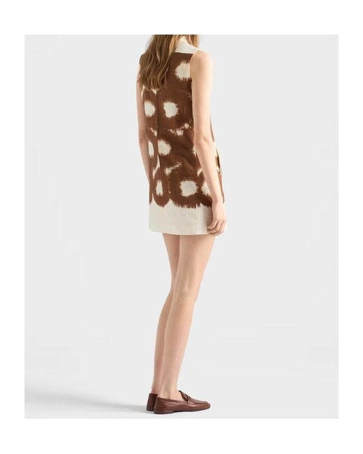 Prada Natural Printed Canvas Mini-Dress