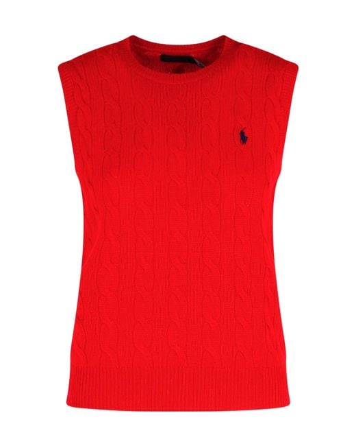 Polo Ralph Lauren Red Cable-Knit Vest