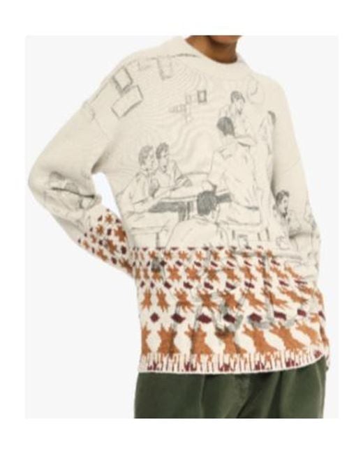 J.W. Anderson White Illustration-Pattern Jumper