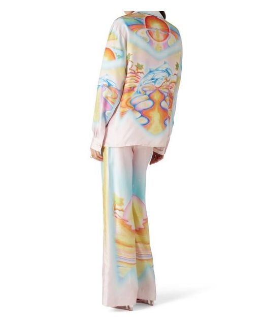 Casablanca Blue Psychedelic Nirvana Satin Trousers