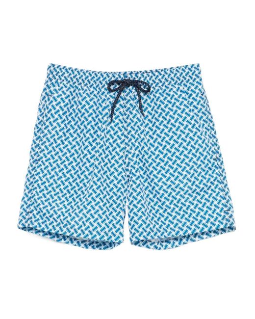 Drumohr Blue Monogram-Pattern Swim Shorts for men