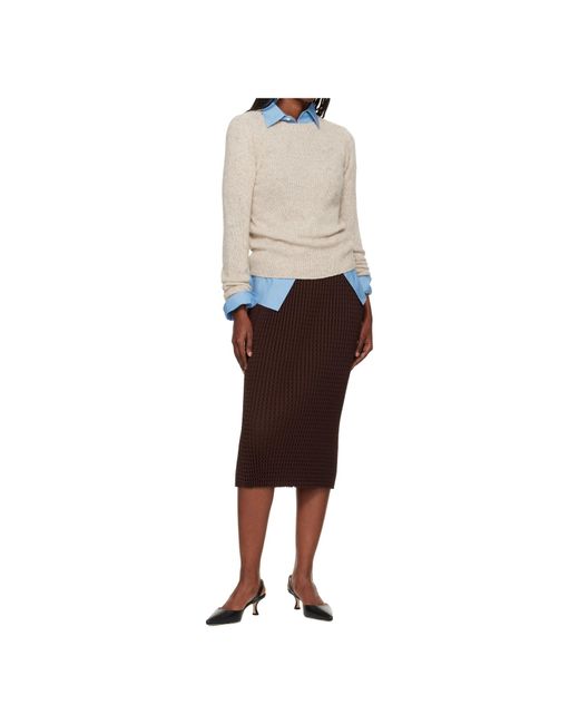 Issey Miyake Multicolor Textured Knit Midi Skirt