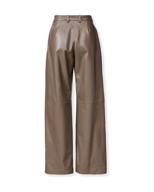Fabiana Filippi Brown Straight-Leg Leather Casual Trousers