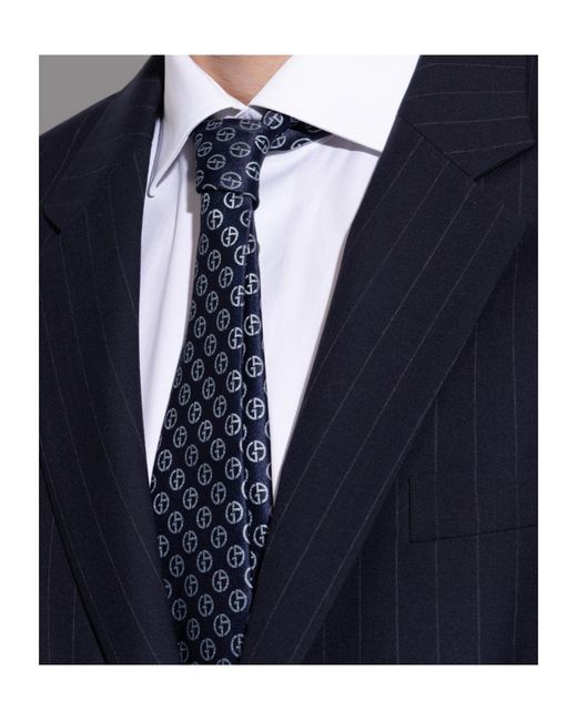 Giorgio Armani Blue Pattern-Jacquard Tie for men