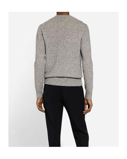 Dolce & Gabbana Gray Dg Embroidered Crewneck Jumper for men