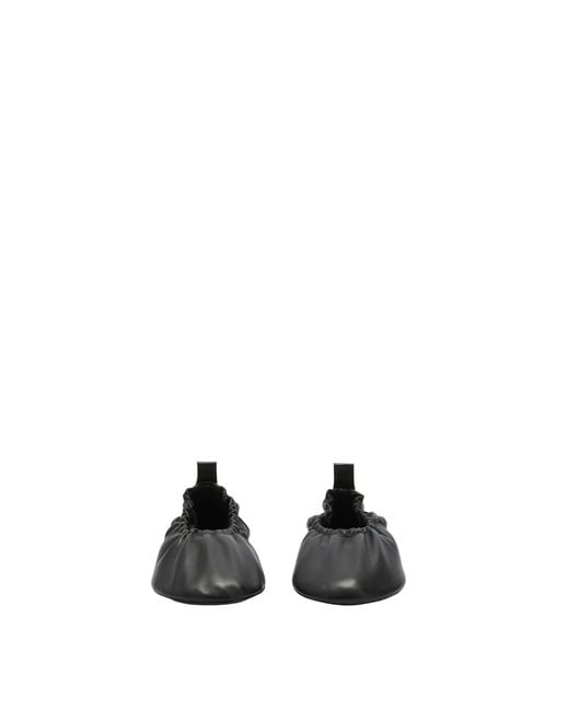 Jil Sander Black Gathered Detail Slip-On Flat Ballerinas