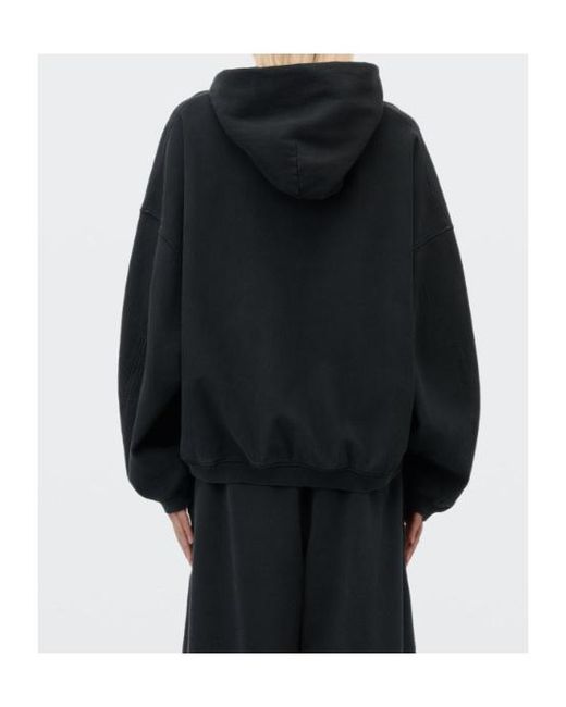 Alexander Wang Black Logo Print Oversized Zip-Up Hoodie