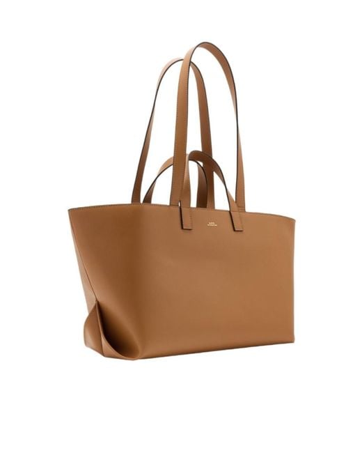 A.P.C. Brown Le Drummer Leather Tote Bag
