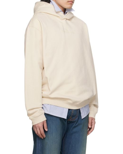 Maison Margiela White Logo-Embroidered Cotton Hoodie for men