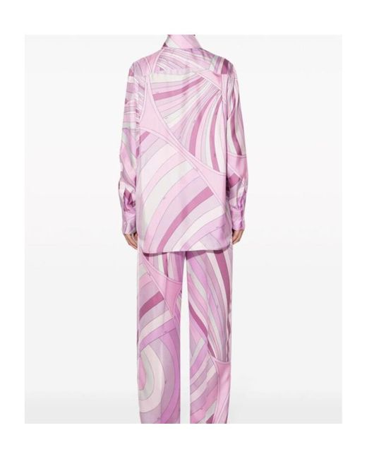 Emilio Pucci Purple Iride-Print Silk Shirt
