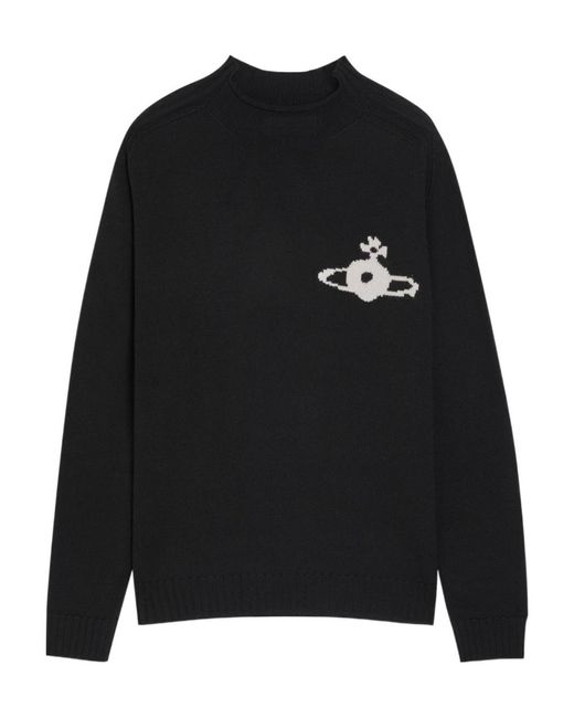 Vivienne Westwood Black Intarsia Wool Jumper for men