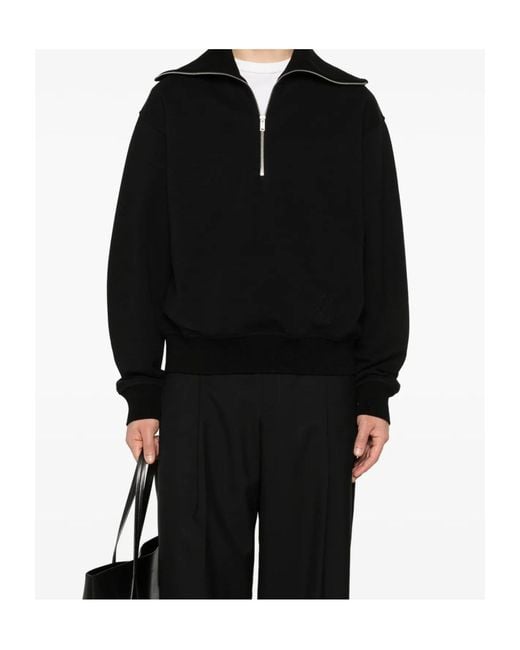 Jil Sander Black Zip-Collar Sweater for men