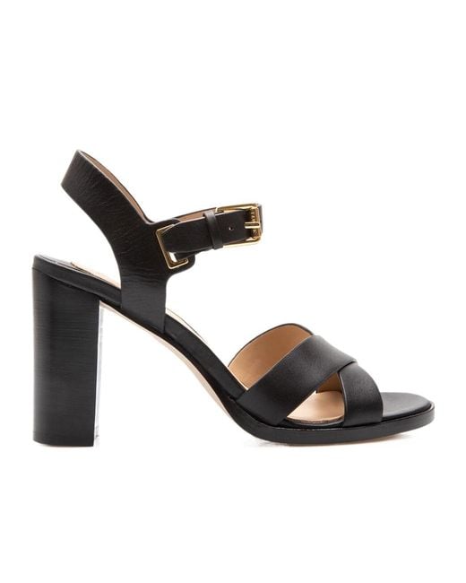 Ralph Lauren Black Round-Toe High-Heeled Sandals