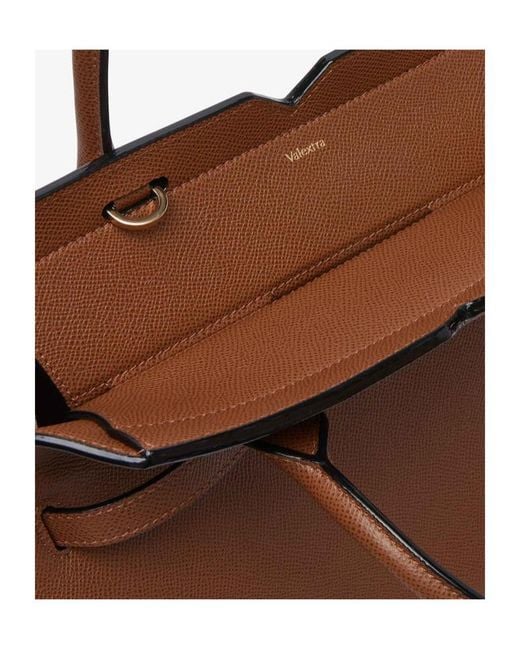 Valextra Brown Milano Medium Top Handle Bag
