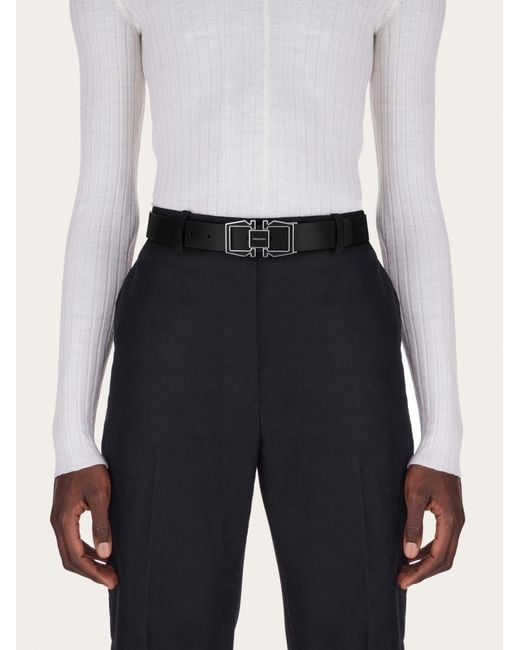 Ferragamo White Double-Sided Belt for men