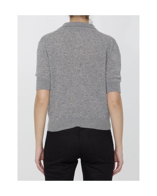 Khaite Gray Jo Short Sleeved Polo Top