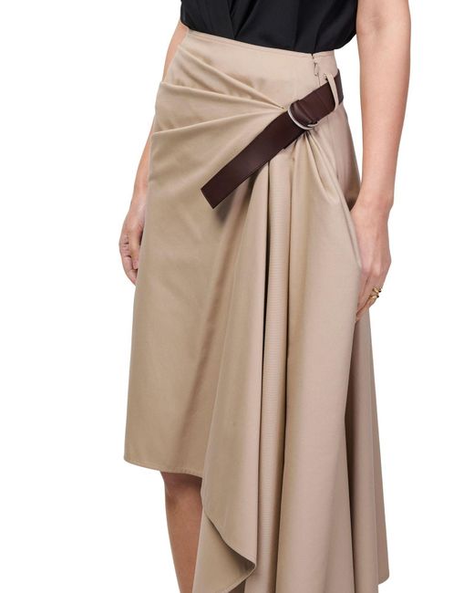 Loewe Natural Cotton And Silk Belted Skirt