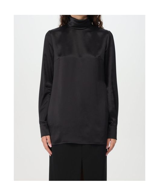 Dolce & Gabbana Black High Neck Satin Blouse