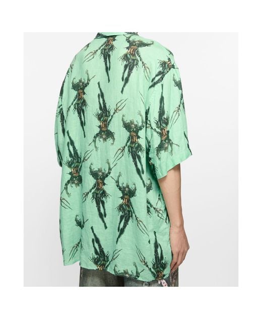 Acne Green Cartoon-Print Shirt for men