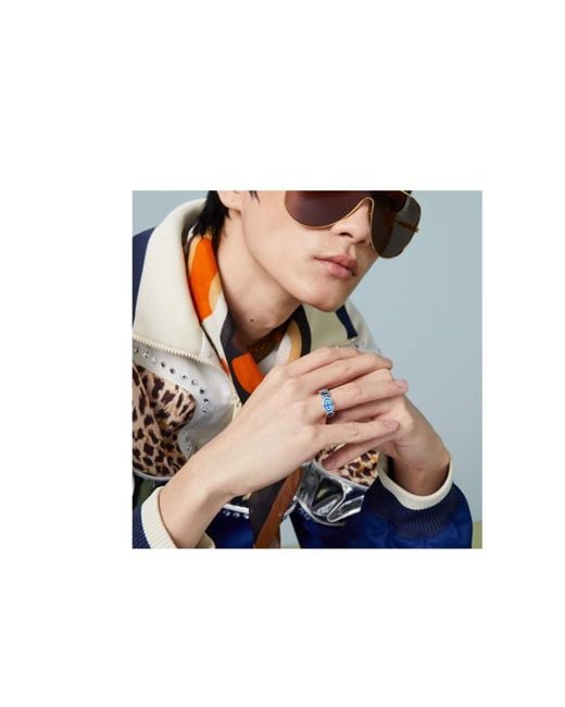 Gucci Blue Interlocking G Pull-On Style Ring