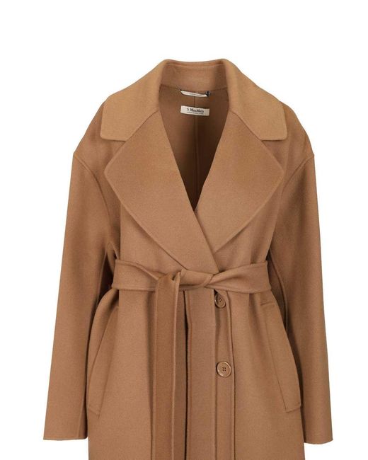Max Mara Brown 'S Heller Long Belted Double Breasted Coat