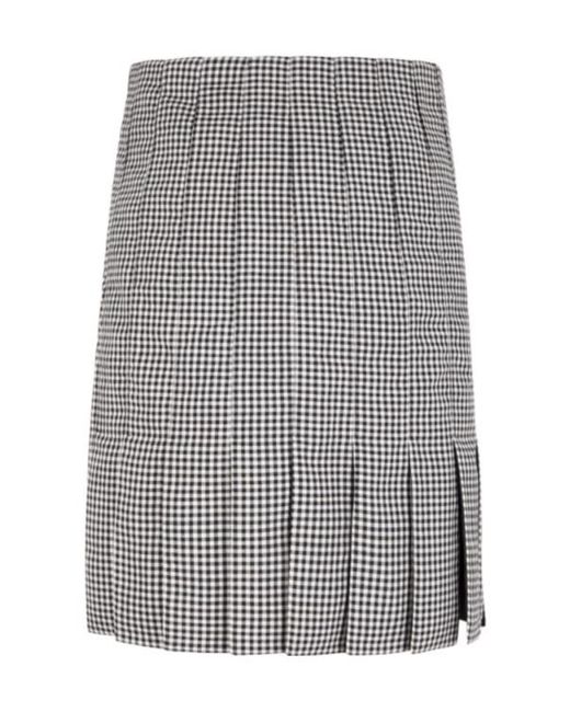 Ferragamo Gray Ferragamo Pleated Checked Skirt