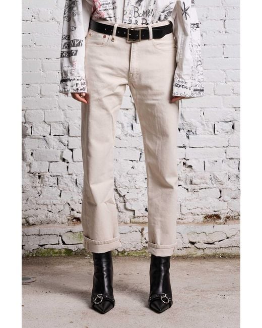R13 White Belt-Loop Jeans