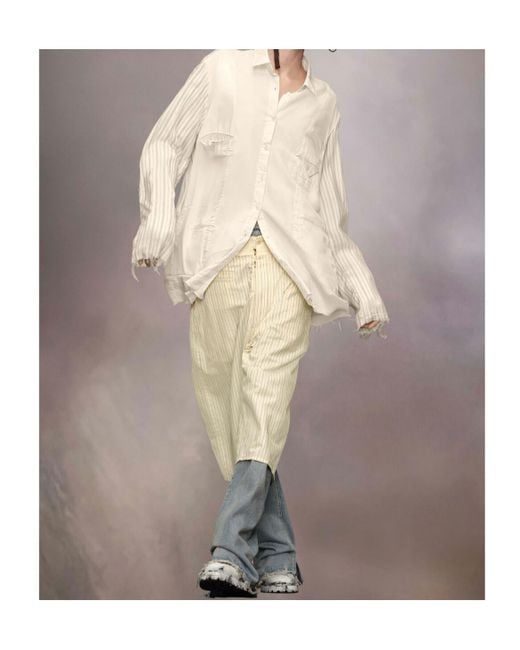 Maison Margiela White Raw-Edge Hem Buttoned Jacket for men