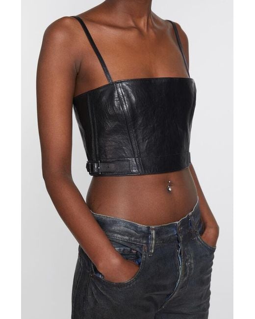 Acne Black Leather Crop Top